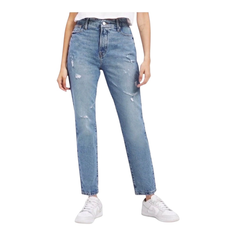 Good American Good Classic GC062T Distressed Light High Rise Jeans Size 2 NWT